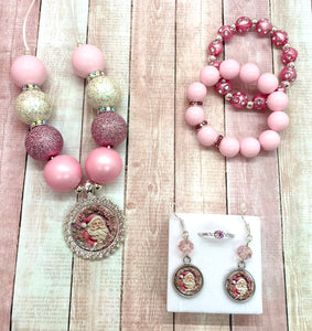 Vintage Pink Santa Necklace