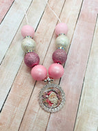Vintage Pink Santa Necklace
