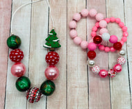 Pink Christmas Tree Necklace