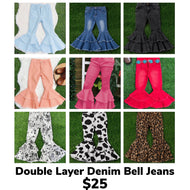 Double Layer Denim Bells Jeans
