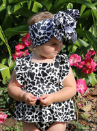 Cow Print Ruffle Onesie with Snaps
