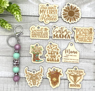 Lilac/Brown Cow Keychain