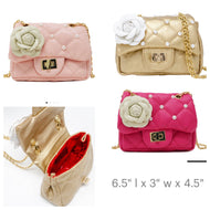 Quilted Flower/Pearl Handbag