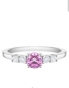 Sterling Silver Pink Round CZ Ring