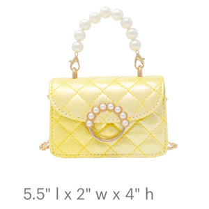 Tiny Quilted Pearl Flap Bag