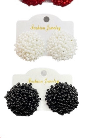 Seed Bead Pom Studs