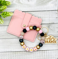 Pink/Blk/Gold Keychain Wristlet