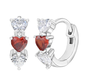 Sterling Silver Cascading CZ Heart Hoop