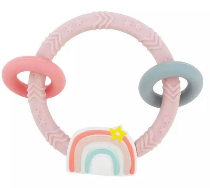 Silicone Pink Rainbow Teething Ring