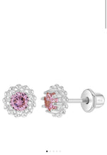 Load image into Gallery viewer, Sterling Silver Pink Cluster Studs
