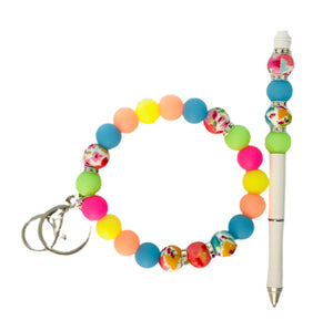 Neon Wristlet Keychain & Pen